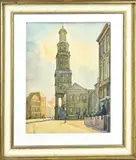 A. Nijenhuis, Stadsgezicht, Aquarel op papier