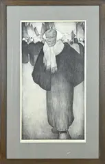 Willem v.d. Berg, Volendamse vissersvrouw, Lithografie op papier