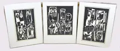 Drie werken van Eef de Weerd, Figuren compositie, Zwarte inkt op papier