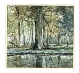 Arnold Marc Gorter, Plasgezicht in bos, (Delden?) Aquarel op papier