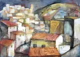 Chris de Moor, Stadsgezicht Caprio, Gouache op papier