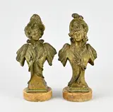 2x Franse buste, H 21 cm.