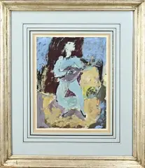 Jan van Heel, Man met mandoline, Gouache op papier
