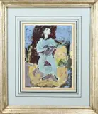 Jan van Heel, Man met mandoline, Gouache op papier
