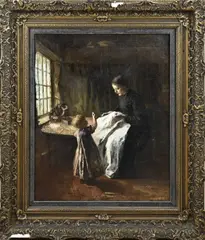 Albertus Johan Neuhuys, Larens interieur, Olieverf op linnen