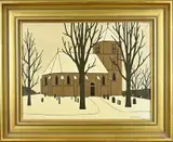 Klaas Bernink, Kerkje bij Kolderveen, Acryl op linnen