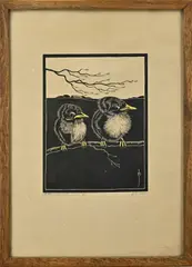 J.C. Haas, Twee jonge kraaien, Kleurhoutsnede '41