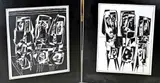 Twee werken van Eef de Weerd, Abstract figuratief, Zwarte inkt op papier