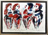 Vier vrouwen by Anton Heyboer, Plakkaatverf op papier, sold Oct 2023