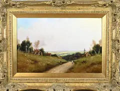 M. Christiansen, Panoramisch landschap, Olieverf op linnen