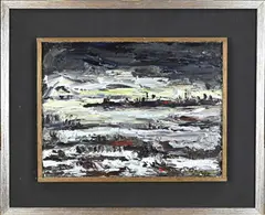 Berry Brugman, Winters landschap, Olieverf op paneel
