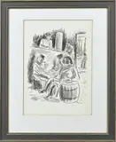 Zoltàn Farrai, Visserscafé met figuren, Aquarel op papier