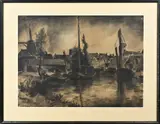 Arnout Colnot, Stadsgezicht met haven, Houtskool op papier