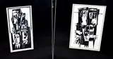 Twee werken van Eef de Weerd, Abstract figuratief, Zwarte inkt op papier