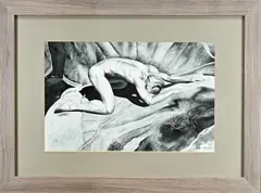 M.A. Dar, Man op rots, Sepia op papier