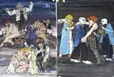 2x Ongesigneerd, Figuren, Twee Duitse gouaches met figuren