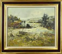 H. Soko, Landschap Franse provence La Durance, Olieverf op linnen