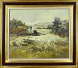 H. Soko, Landschap Franse provence La Durance, Olieverf op linnen