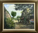 Gerard van Zwieten, Boerderij met boerin en kippen, Olieverf op linnen