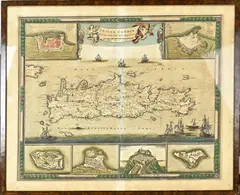 F. de Wit, Landkaart, Handingekleurde gravure
