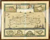 F. de Wit, Landkaart, Handingekleurde gravure