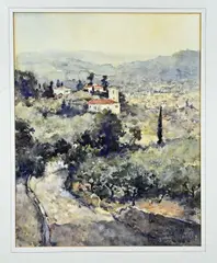 Hugo Polderman, Landschap Italië (Getticinano), Aquarel op papier