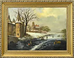 Adrian van Loon, Hollandse ijspret, Olieverf op linnen