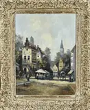 Stadsgezicht by Rob Verhagen of Verstraaten, Olieverf op linnen, sold Oct 2023