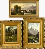 3x Onduidelijk, Landschappen, Olieverf op paneel
