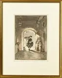 Johannes Anthonie Balthasar Stroebel, Deuropening met figuren, Aquarel op papier