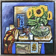 Ben Rikken, Stilleven met zonnebloemen, 1951, Olieverf op linnen