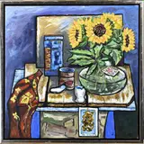 Ben Rikken, Stilleven met zonnebloemen, 1951, Olieverf op linnen