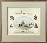 Jacque Jochems, Scheveningen, figuren, dorpsgezicht, Aquarel Scheveningen, diverse figuren, dorpsgezicht