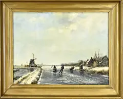 C.W. Smith, Hollands wintergezicht, 1895, Olieverf op paneel