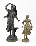 1900 by Twee antieke Franse figuren van compositie metaal, sold Oct 2023