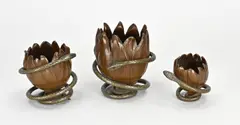 3x Bronzen vaas, 1900