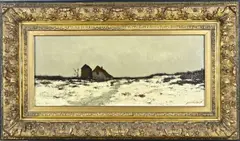 Xeno Münninghoff, Wintergezicht met boerderij, Olieverf op linnen