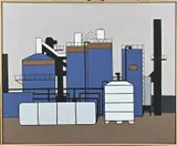 Klaas Bernink, Asfalt fabriek Zutphen, Acryl op linnen