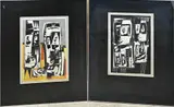 Twee werken van Eef de Weerd, Abstract/Figuratief, Gemengde techniek op papier