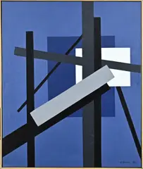 Bouwconstructie by Klaas Bernink, Olieverf op linnen, sold Jul 2023