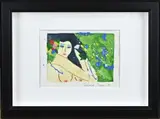Walasse Ting, Halfnaakte dame, Gouache op papier