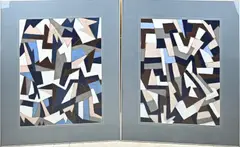 Twee werken van Eef de Weerd, 2x Kleurrijk abstract, Pastel op papier