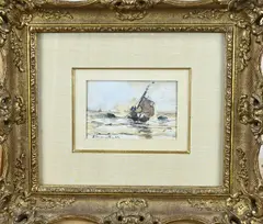 Gerhard Morgenstjerne Munthe, Bomschuit op zee, Gemengde techniek op papier