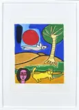 Guilliaum Corneille, Arbre et chat jaune, Lithografie op papier
