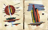 2x B. Alepkow, Avant-garde schilderij, Gouache op geschept papier