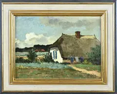 Andries Verleur, Landschap met boerderij, Olieverf op linnen