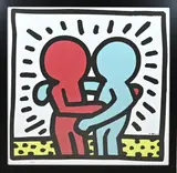 Lithografie Keith Haring, Twee figuren, Lithografie Keith Haring