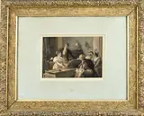 Franz Xaver Simm, Romantische Weense voorstelling, Antieke romantische lithografie met Weense voorstelling