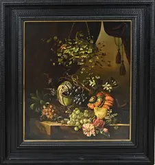 J. Brocken, Stilleven met fruit, Olieverf op linnen