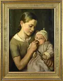 A. Gildemeester, Meisje met baby, Olieverf op linnen